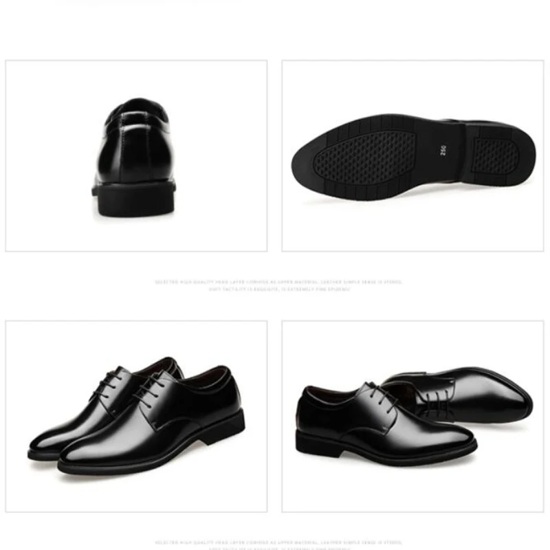 Мужские классические туфли на высоком каблуке 6 см формальные увеличенные