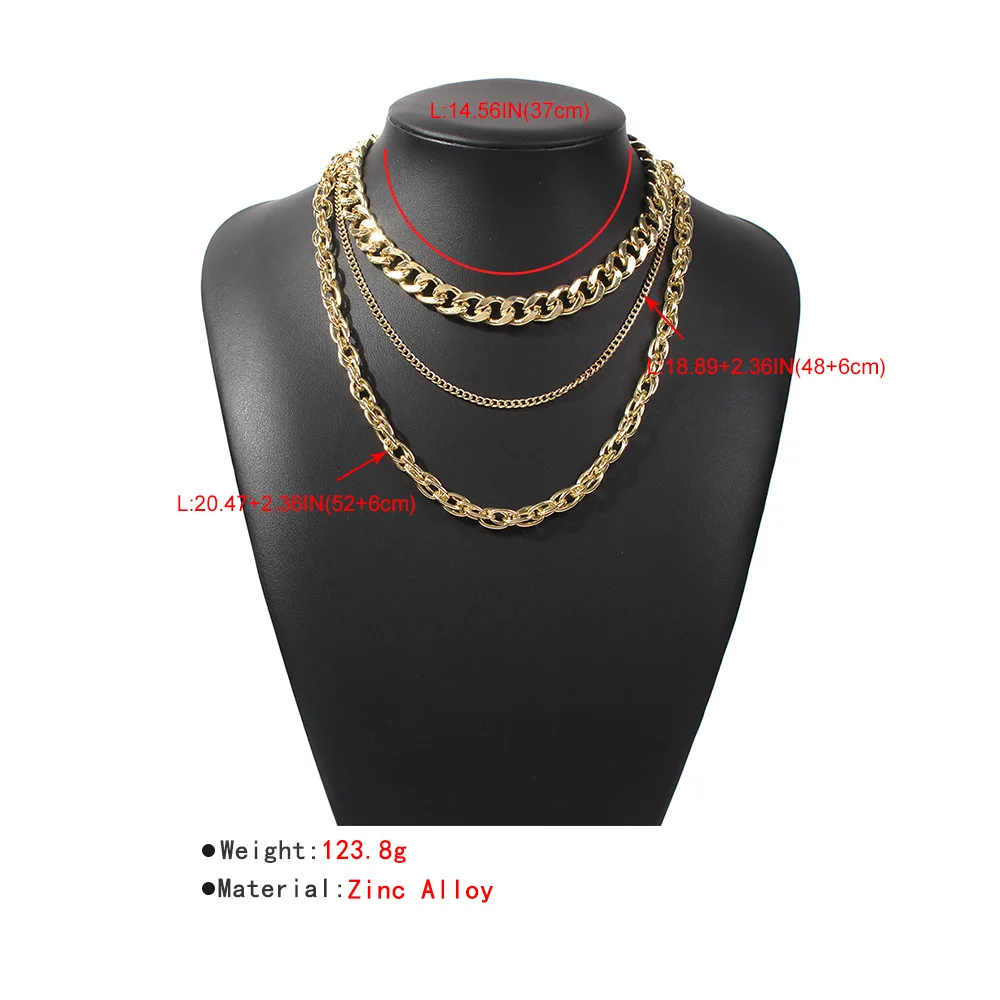 

Punk Layered Chain Necklace Neck Chains for Women Vintage Exaggerated Golden Goth Hoop Metal Necklace 2021 Clavicle Jewelry Gift