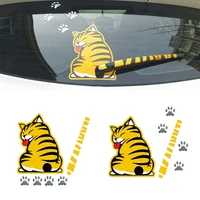 creative cat moving tail paws car stickers windshield rear 3d window wiper cartoon car decal stickers funny exterior accessories