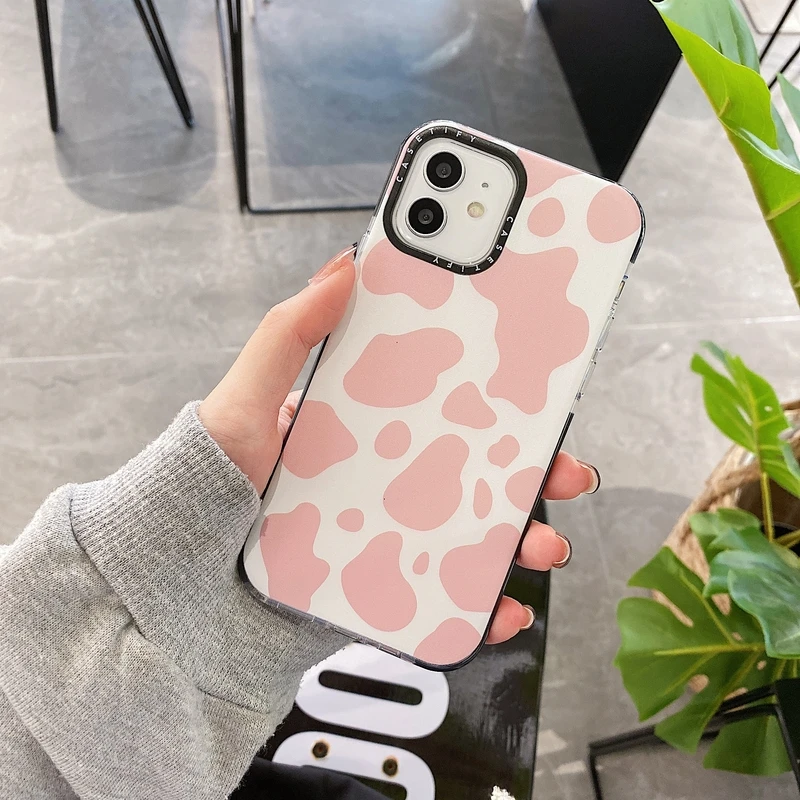

INS Fashion Colorful Milk Cow Pattern Phone Case For iPhone 13 Pro Max 12 11 Pro Max X Xs Max Xr 7 8 Puls SE 2020 Soft Cover