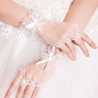 Женские кружевные перчатки из сетчатой пряжи с бантом без пальцев Свадебные аксессуары Свадебные перчатки