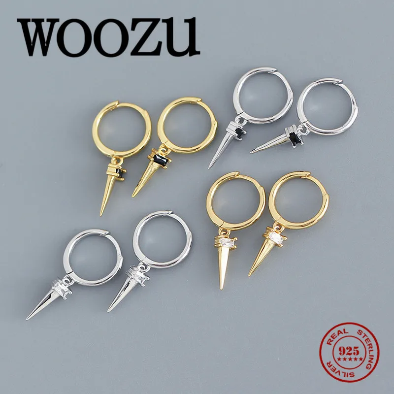 WOOZU реальные 925 стерлингового серебра со стразами Черные ботинки с квадратными