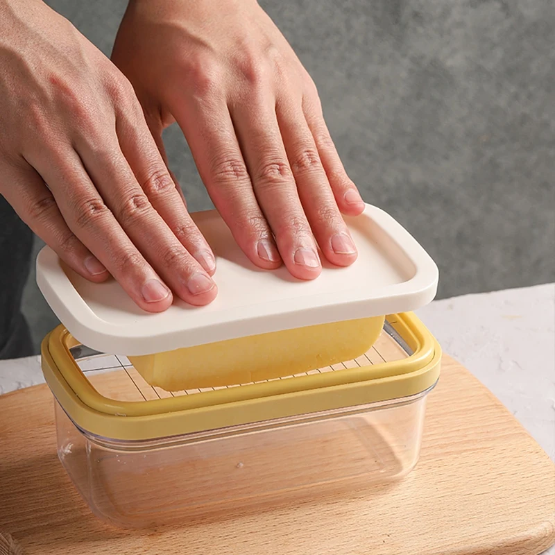 

Прозрачная домашняя коробка для масла, 1 шт., режущая пища с крышкой, прямоугольный контейнер, герметичная емкость для хранения, портативные ...