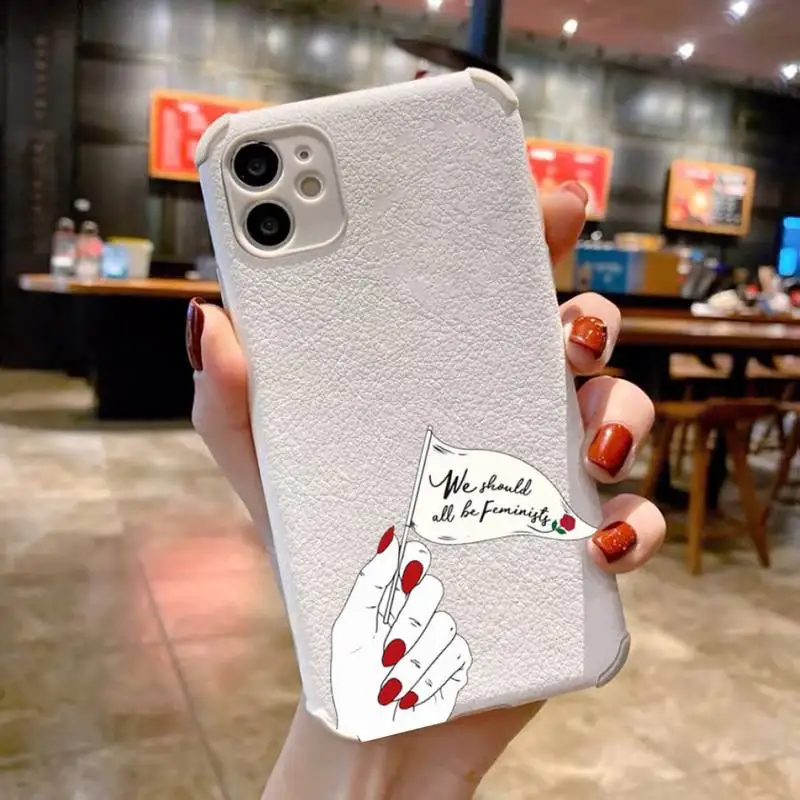 

Hand art daisy Love heart butterfly Phone Case Lambskin LeatherFor iphone 12 11 8 7 6 XR X XS PLUS MINI PLUS PRO MAX Shockproof
