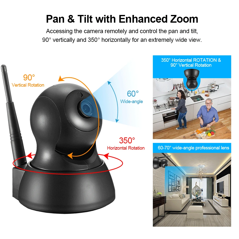 IP-камера HD 720P для домашней системы безопасности 1 МП Беспроводная мини-камера