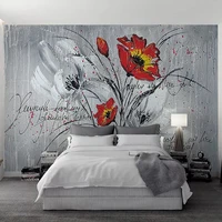 custom wallpaper modern fashion oil painting flower texture english letters mural living room wall sticker home decor wallpapers