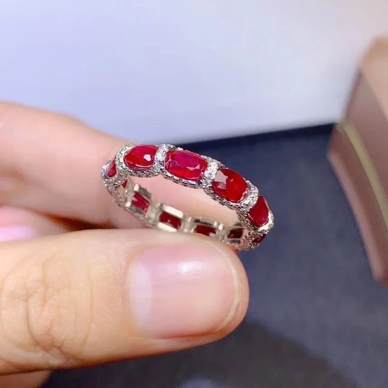 100% натурального Ruby Gemestone модно серебряное кольцо 925 Твердые из стерлингового серебра, рубиновое обручальное кольцо лучший подарок для девочки