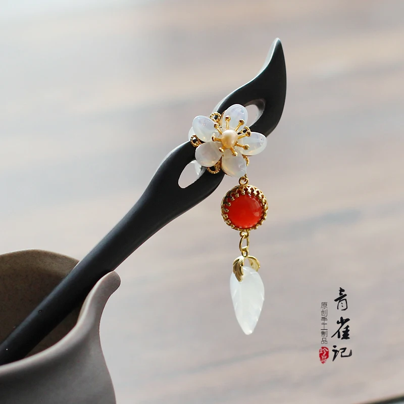 

Hand-made Ebony Hairpin Retro Cheongsam Chinese Clothing Accessories Headdress Decoration Hairpin