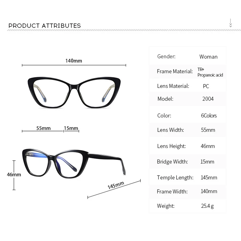 

EYEOOMU 2020 Retro Anti Blue Ray Glasses Women Fashion Cat Eye Computer TR90 Optical Glasses Luxury American Brand Design Frames