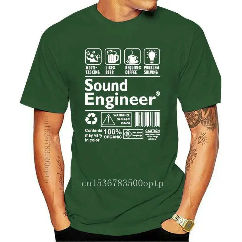 

Мужская хлопковая футболка премиум-класса Sound инженер объяснил, Классические мужские футболки, модные футболки 2019