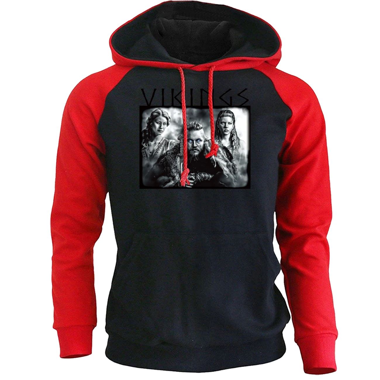 

Vikings Vintage Print Hip Hop Streetwear Raglan Men Hooded New Spring 2020 Casual Fashion Hoodies Male Harajuku Sweatshirts