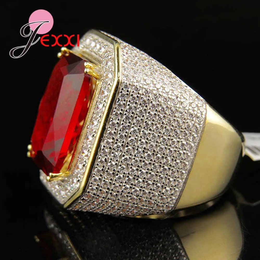 

Latest Punk Style Trendy Cubic Zirconia Square Cubic Zircon Rings 925 Sterling Silver Big Red Square Stone Rings For Women/Girls