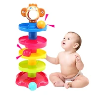 baby montessori toys colorful rolling ball pile tower spin ball track building blocks toddler learning gifts educational toys