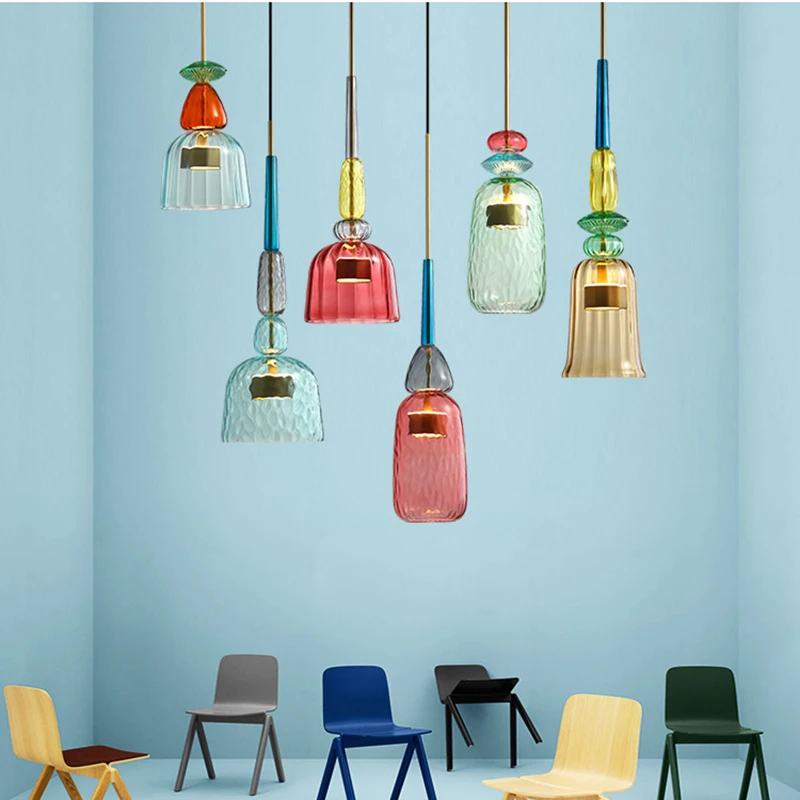 

Modern Home Decorative Colorful Pendant Lights Lighting Living Room Bedroom Indoor Glass Hanging Lamp Deco Pendant Hanging Light