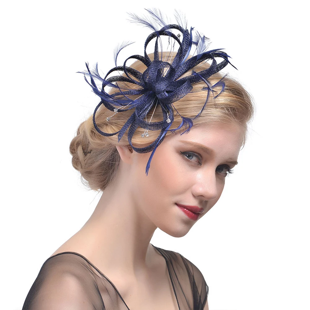 Женский свадебный ободок украшение для волос перьевая Вуалетка коктейльный