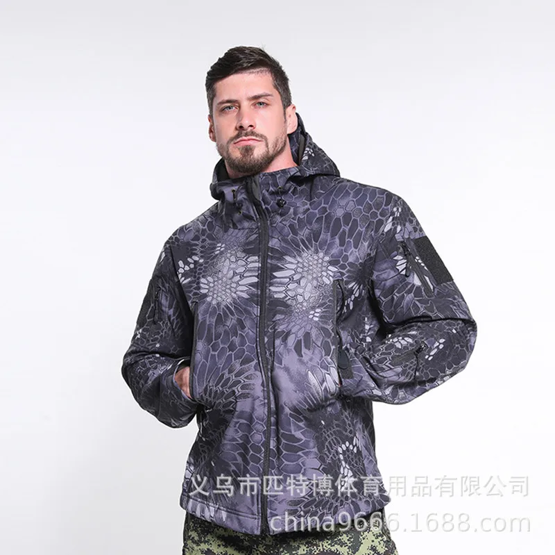 Мужские уличные водонепроницаемые ветрозащитные куртки и брюки софтшелл охота