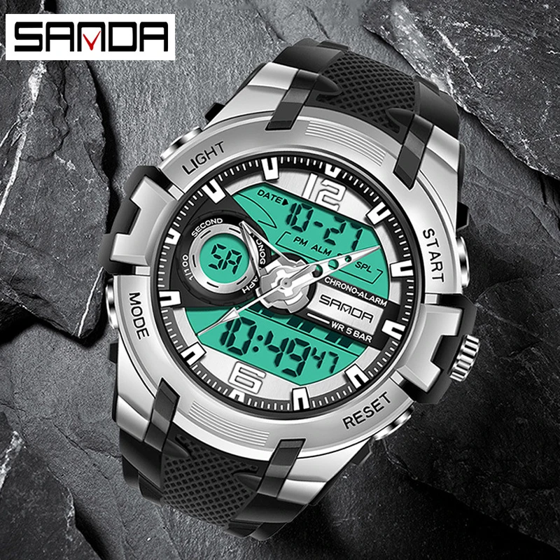 

SANDA Watch Men Luxury Brand Quartz Clock Sport Watches Mens Waterproof Shock LED Date Fashion Men's Digital Watch reloj hombre