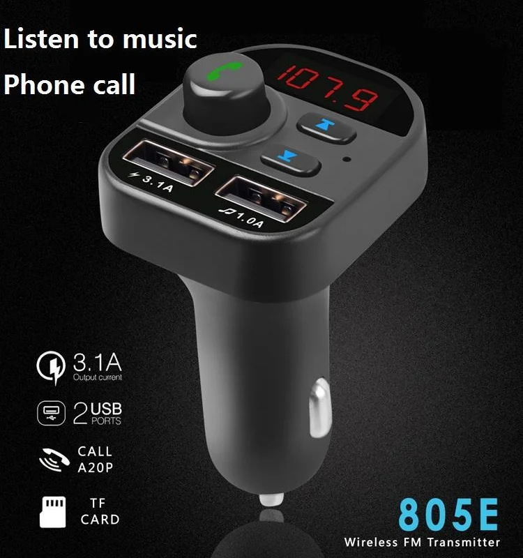 

Dual USB Bluetooth Car Charger For Phone Charger FM Transmitter MP3 Radio Player Voltage Display Support TF Card USB Hand-free