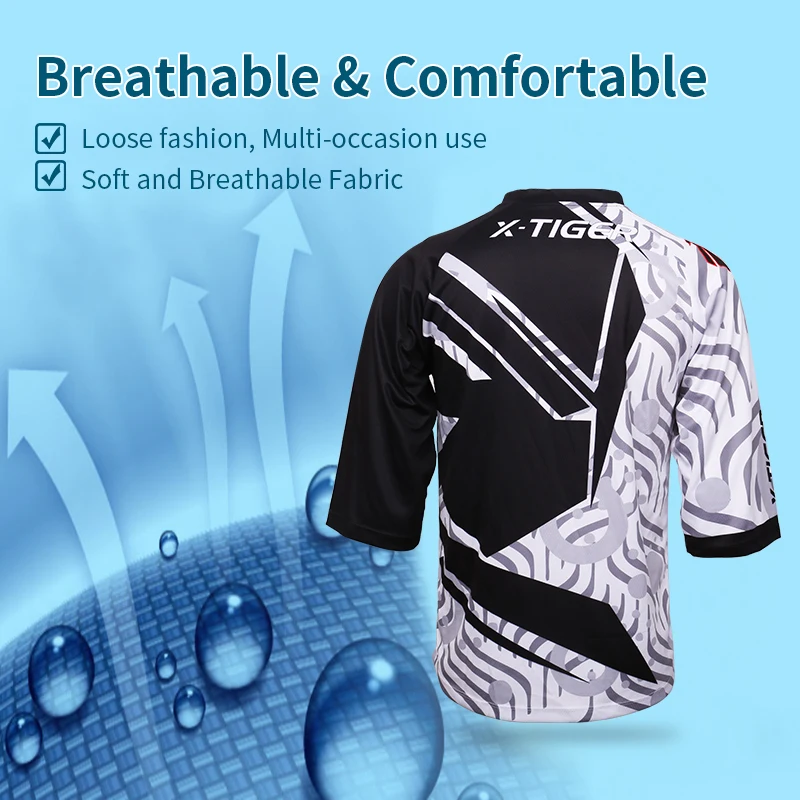 X-Tiger Anti-sweat Medium Sleeve Breathable Jersey Bicycle Cycling Clothes Summer Quick-Dry Downhill Racing Bike DH Shirt | Спорт и
