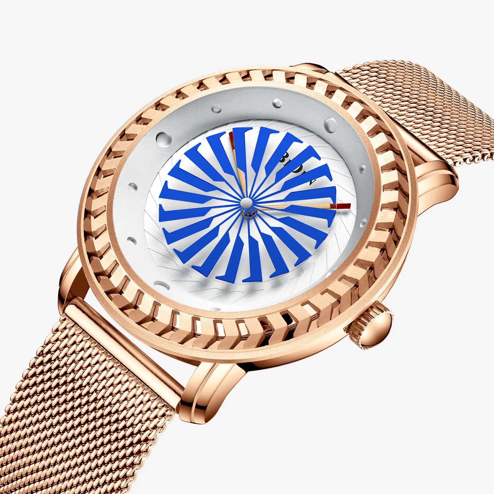 Модные мужские повседневные часы с сетчатым ремешком из нержавеющей стали BIDEN