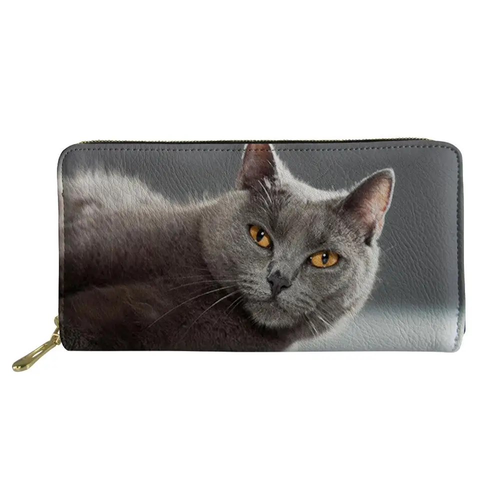 

Coloranimal Purse 3D Kawaii Animal Chartreux Cats Prints Luxury Women Wallet PU Leather Travel Ladies Money Bags Coin Carteira