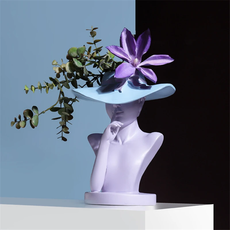 

Modern Art Woman Head Flower Arrangement Home Desktop Decoration Creative Decoration Resin Crafts Goddess Flower Arrangement