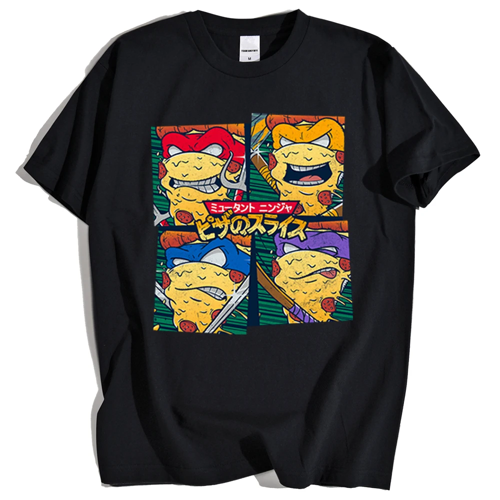 

2021 New Crewneck T Shirts Mutant Ninja Pizza Slices Funny Print Mens T-Shirt Anime Hip Hop Tops Loose Breathable Kohpweran