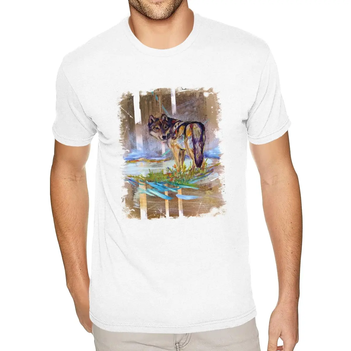 Винтажный графический стиль мужская футболка из высококачественного хлопка с