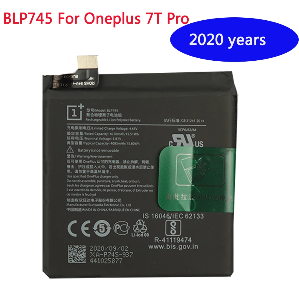 

Новый 100% оригинальный сменный аккумулятор 4000 мАч BLP745 для Oneplus 7 T Pro 7 T Pro, аккумулятор для сотового телефона