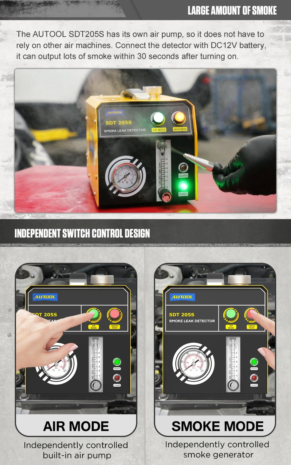 Новый AUTOOL SDT205S автомобильный генератор дыма автомобильной утечки трубопровода