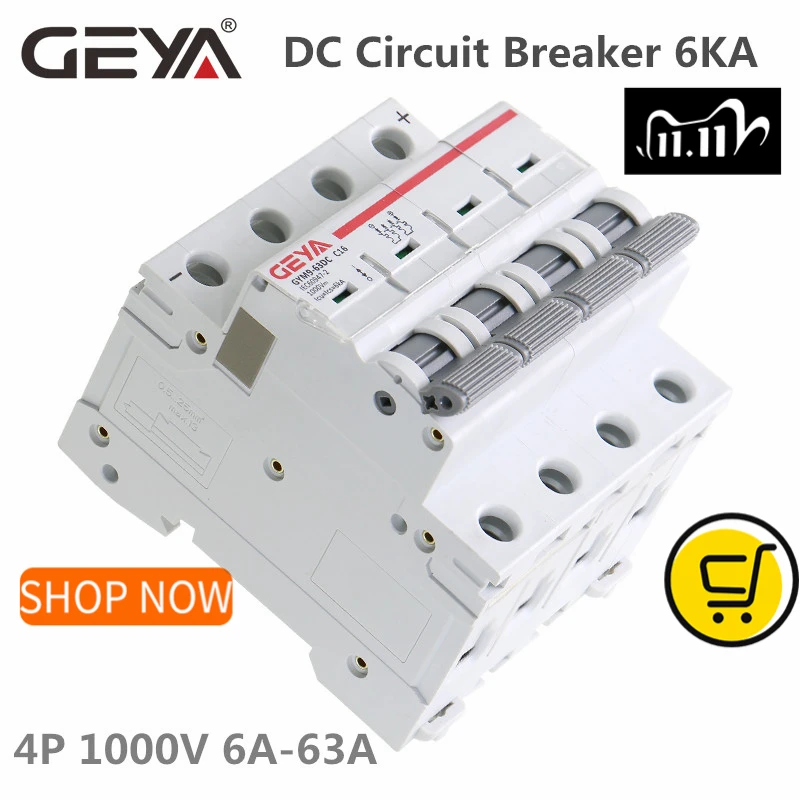 Мини автоматический выключатель GEYA MCB DC 1000 В 6A 10A 16A 20A 25A 32A 40A 50A 63a 4 полюса