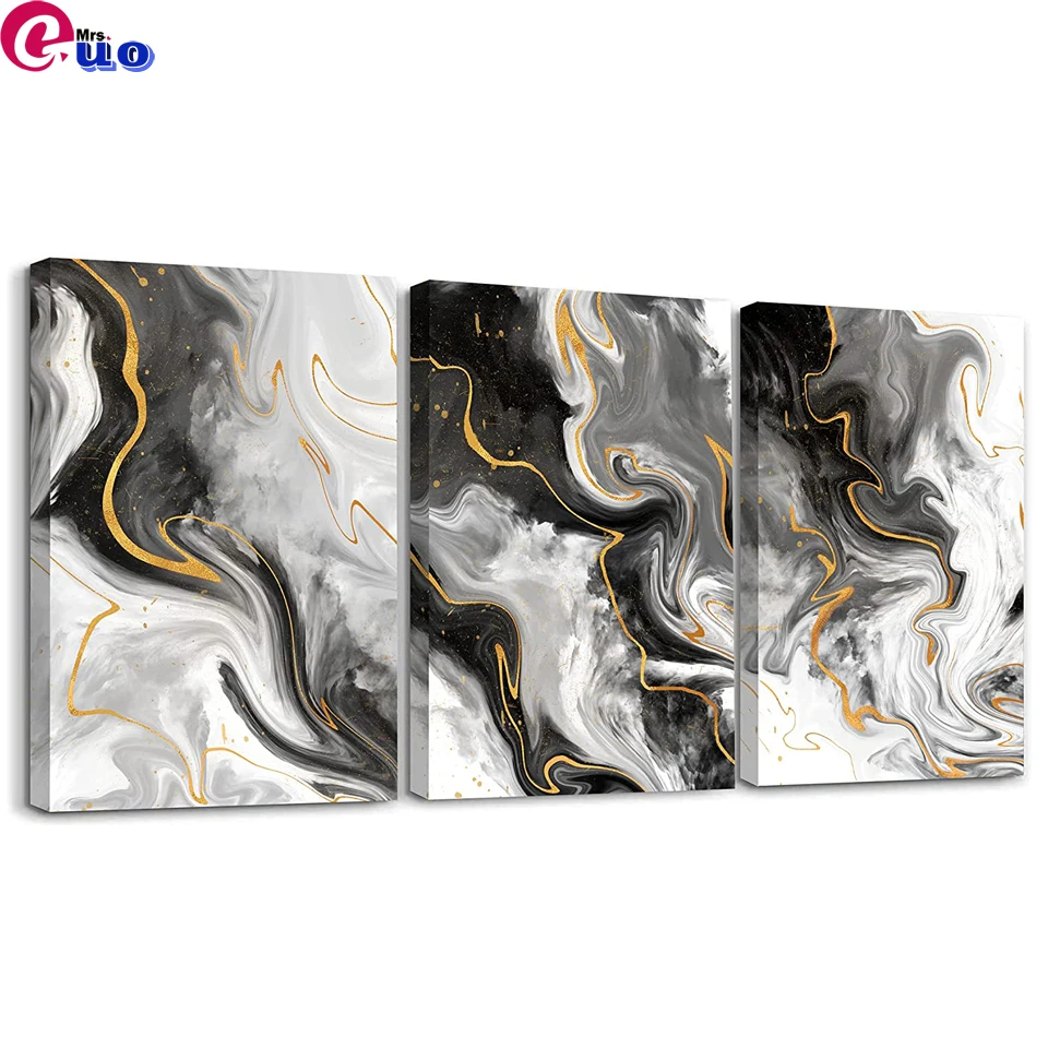 

Modern Abstract Texture Golden White Diamond embroidery Sale 5d diy Diamond Painting Full Square Drill Mosaic Picture 3 Piece,