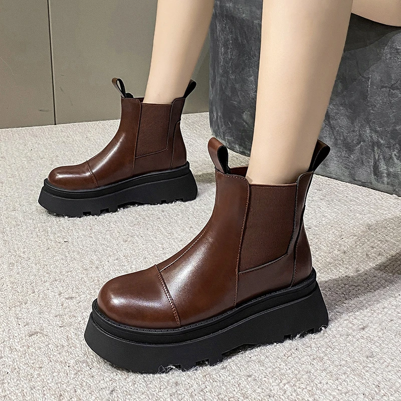 

Женские зимние ботильоны с круглым носком, Нескользящие