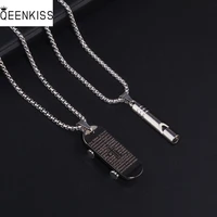 qeenkiss nc813 fine jewelry wholesale fashion woman man birthday wedding gift scooter skateboard whistle titanium steel necklace