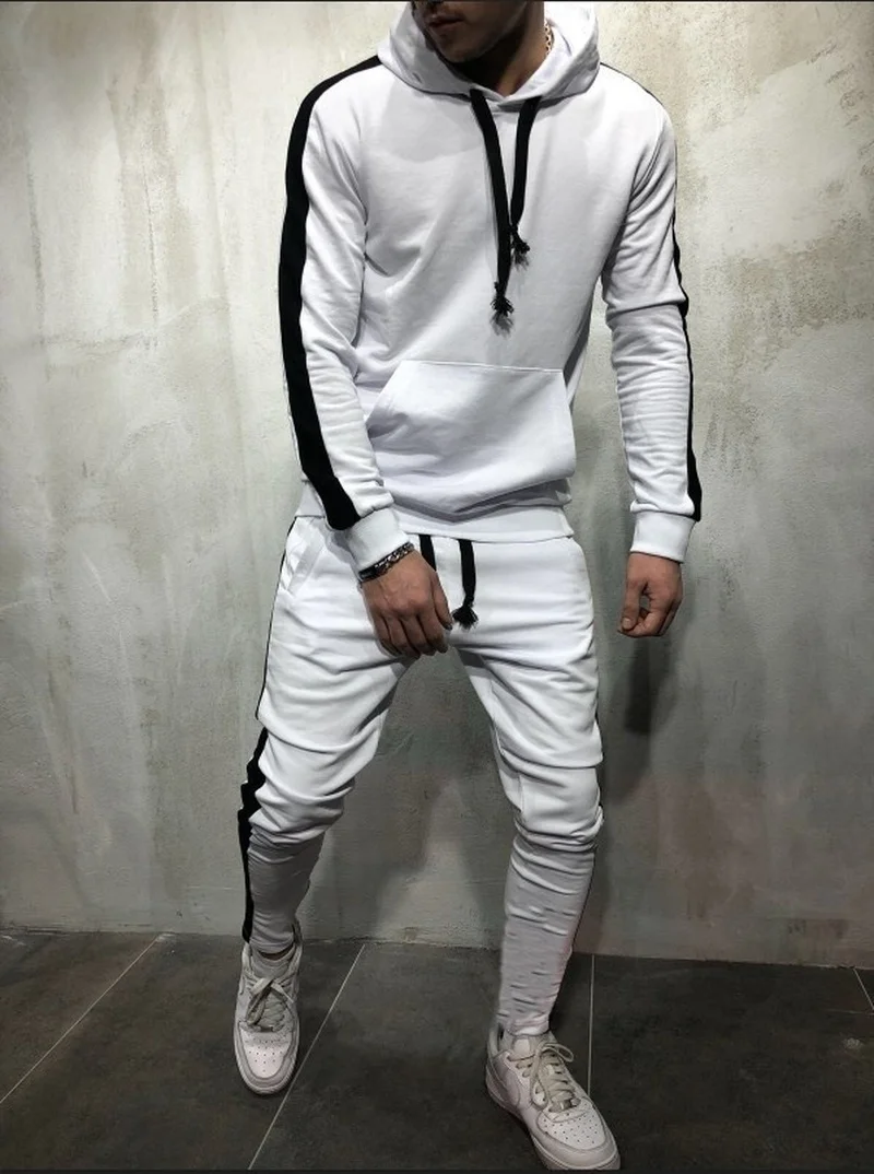 

ZOGAA New 2019 Brand 2 Pieces Sets Tracksuit Men Brand Autumn Winter Hooded Sweatshirt +Drawstring Pants Sporting Casual Suit
