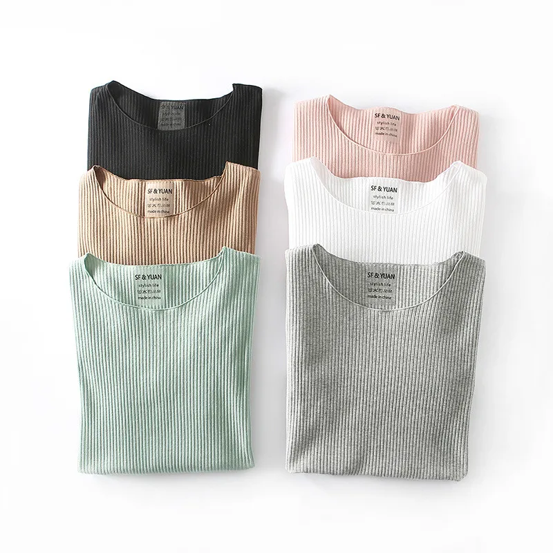 Женская хлопковая футболка с длинным рукавом модная свободная для работы лето