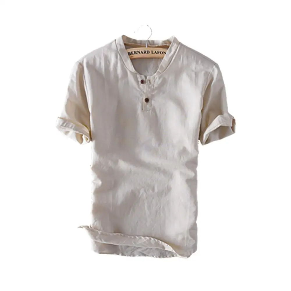 Летняя Повседневная льняная Свободная блузка мужская хлопковая Спортивная