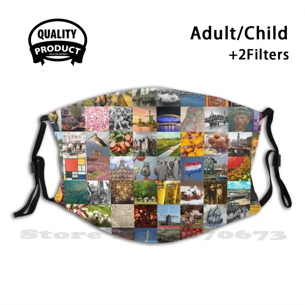 

Typical Netherlands: Collage Of History And Holland Funny Cool Cloth Mask Netherlands Holland Tulips Clogs History Golden Age