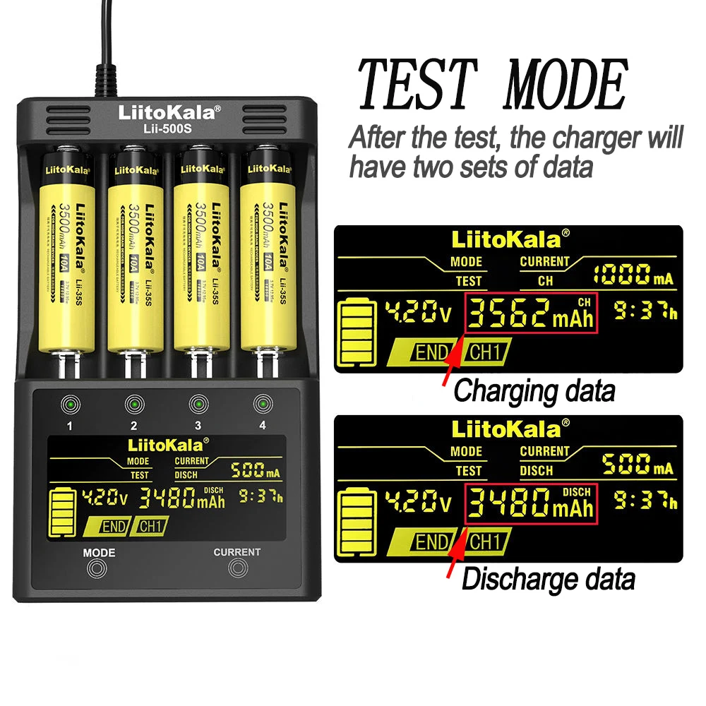 Аккумуляторная батарея LiitoKala Lii-500 зарядное устройство li-ion 3 7 V и NiMH 1 2 18650 26650 21700 AA AAA