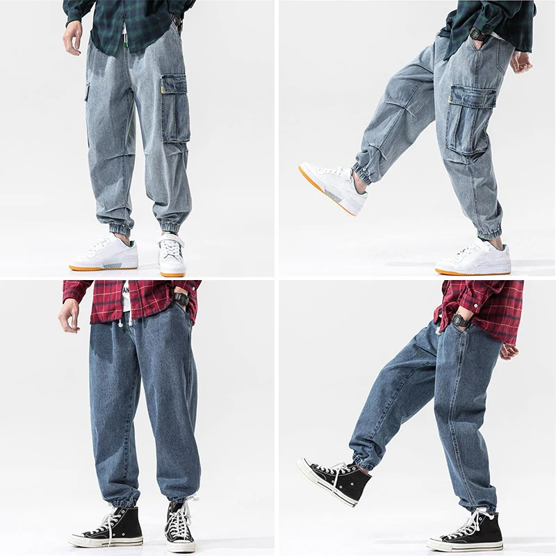 

2020 Harem Jeans Men Big Size Hip-Hop Loose Joggers Pants Streetwear Washed Pocket Trousers Outdoor Pant Hommes Sarouel Jeans