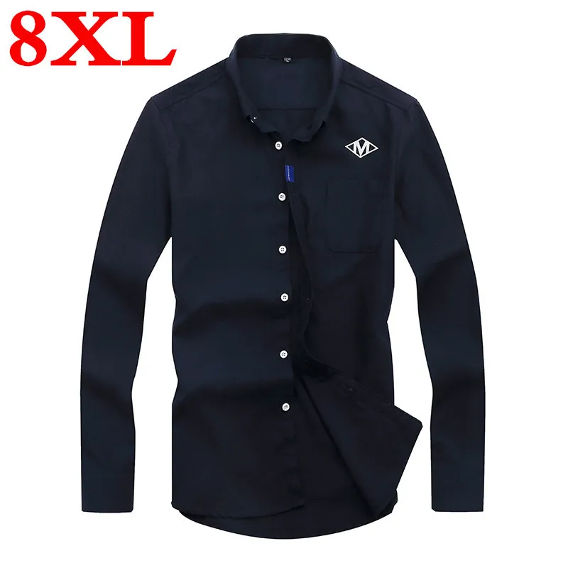 Размера плюс 8XL 7XL 6XL 5XL 4XL Сезон весна-осень Хлопковое платье рубашки Высокое