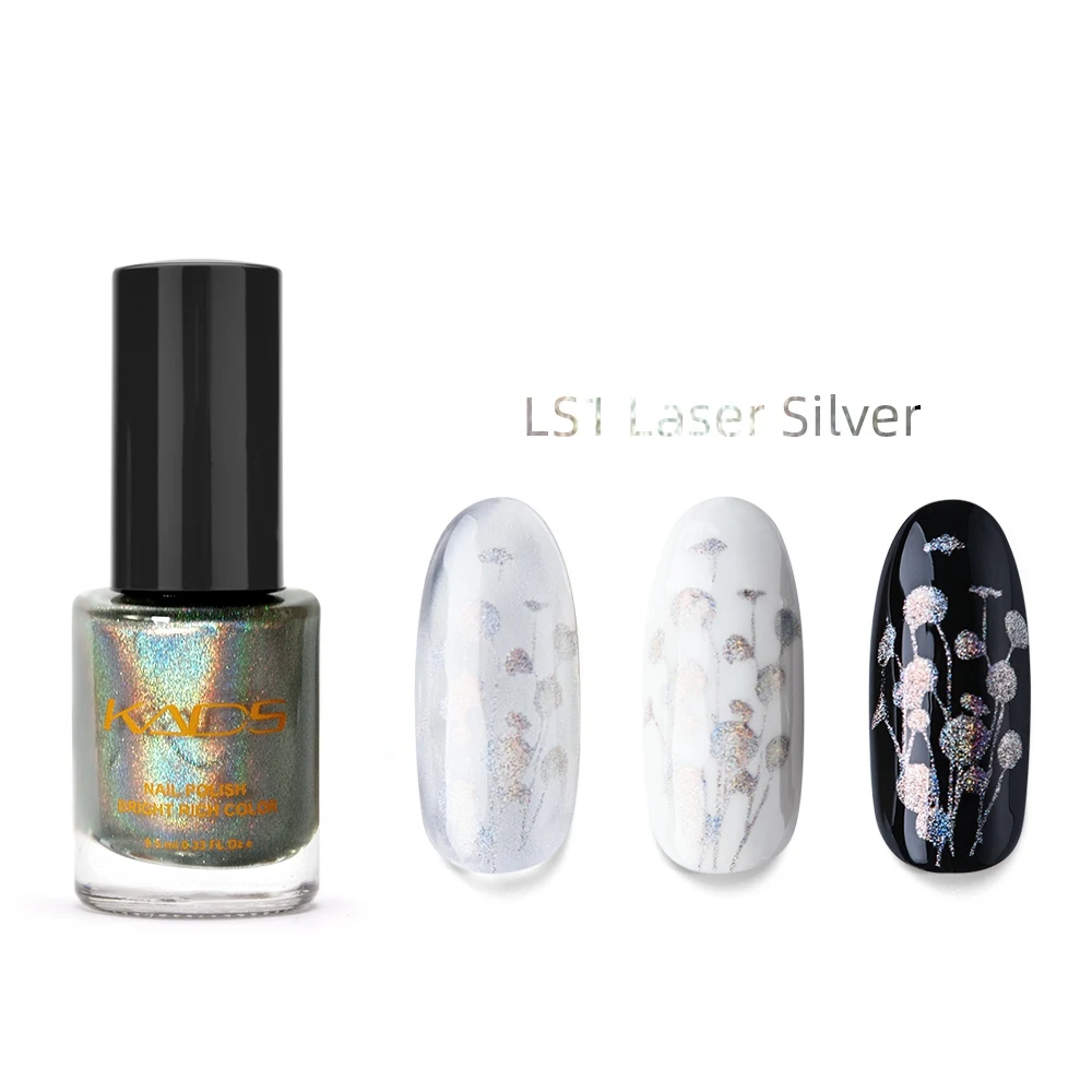 Kads Новый 9.5 мл два в одном лак для ногтей и штамп польский Лазерная серебряные