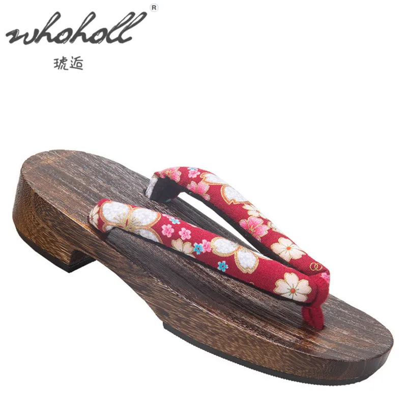 

WHOHOLL Geta Japanese Children's Clogs Kimonos Wooden Slippers For Female Kids Slippers Lovely Lolita Flip Flops Shoes Summer