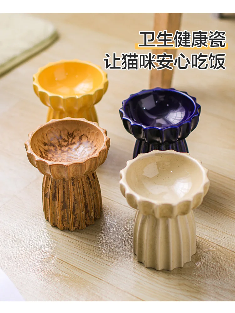 Керамика высокое базой кошка миска для кошачьего корма держатель кота