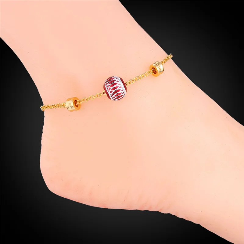 Браслеты-анклеты Collare женские ювелирные украшения для ног милые шарики золотого