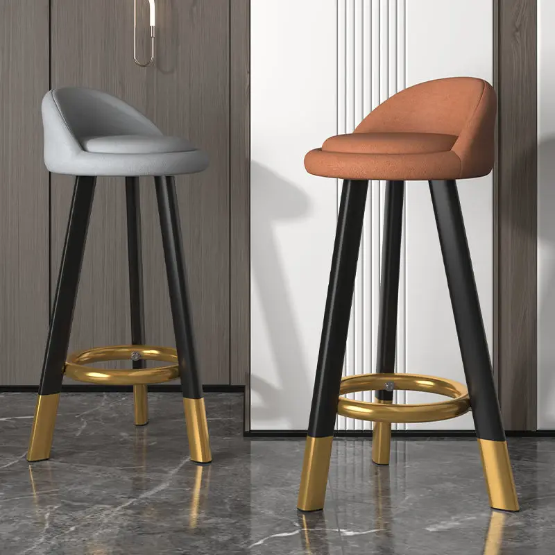 

Nordic bar stools modern minimalist high stools cash register front back stainless steel high chairs household bar chairs led