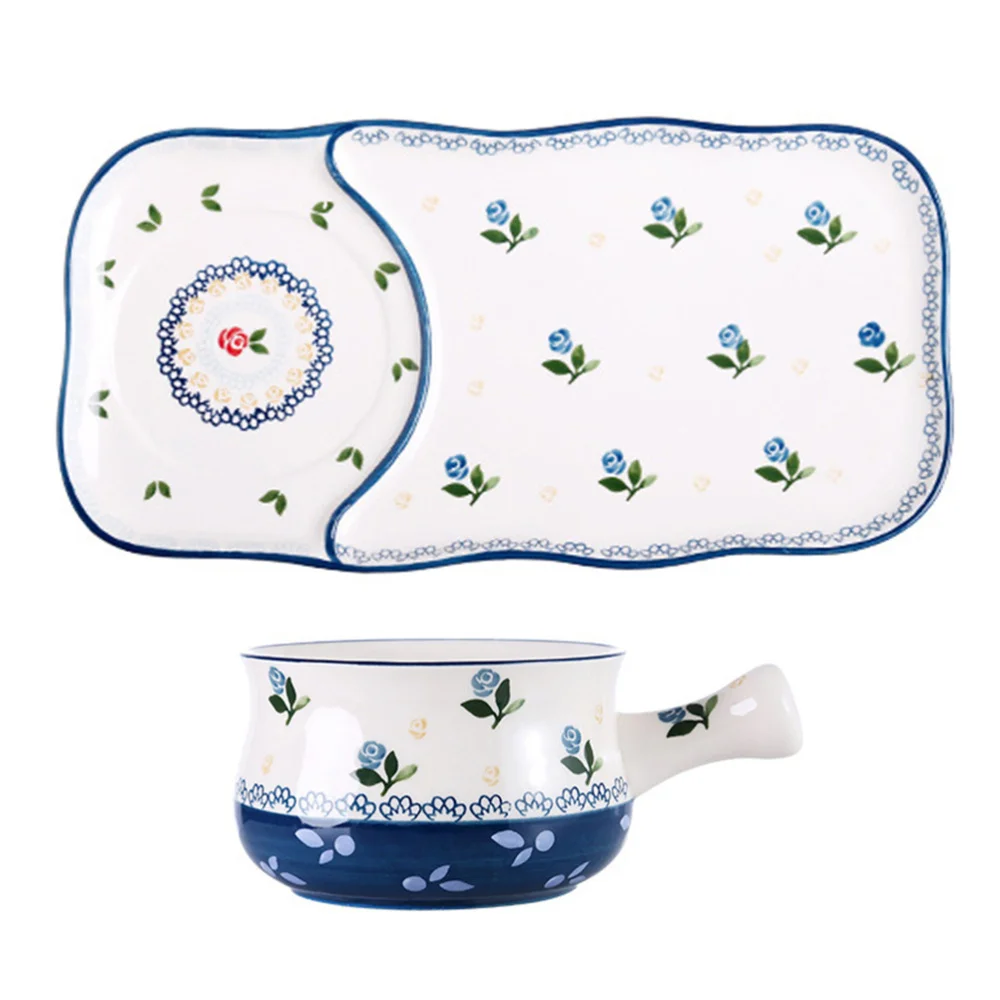 

1 Set of Household Western Food Dish Set Breakfast Plate Tableware Set (Blue)