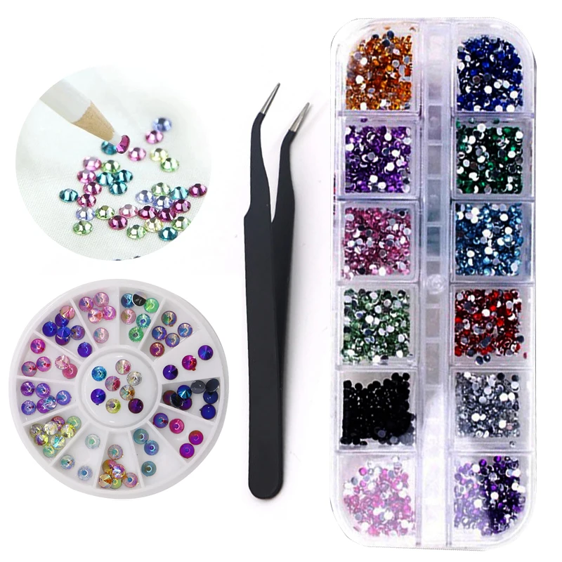 Wholesale 10/20Box 3D Rhinestone Nail Art Tips Decorations Glitter Gems Beads Crystal Nail Art Polish Manicure Accessories