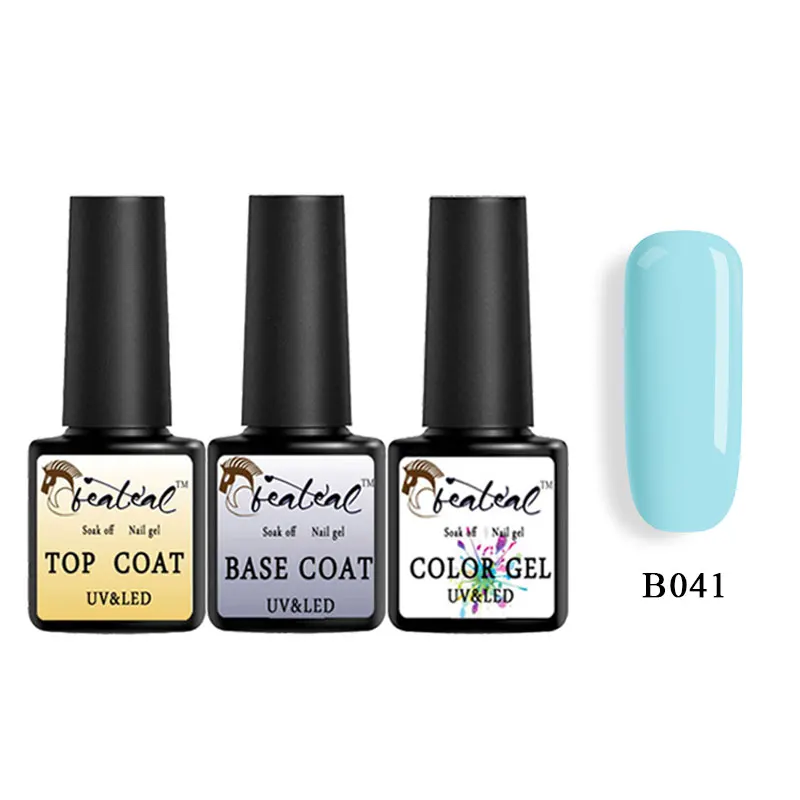 B041 Beateal, 3 шт./лот, верхнее Базовое покрытие, Гель-лак, набор гель-лаков, 8 мл, УФ-гель для наращивания ногтей, цвет Vernis, замочить, длительное лазерное покрытие - Цвет: B041