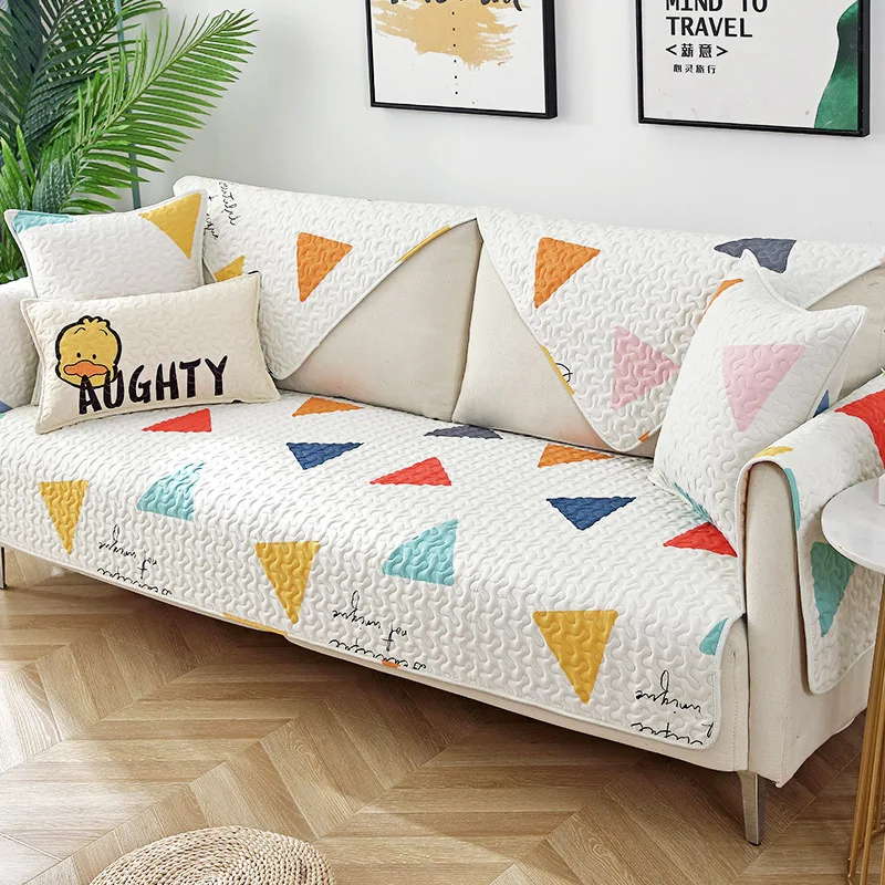 Хлопковый чехол для дивана в клетку и полоску современное минималистичное